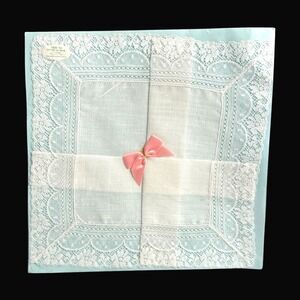 Vintage All Linen Centre Irish Linen Handkerchief White Lace Trim Made Ireland